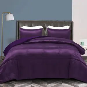 3-Silky Queen Comforter, Luxurious Satin Comforters Full Size with 2 Satin Pillowcases, Lightweight Duvet for Seasons, Red