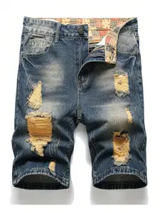 Men's Jorts Men's Summer Clothes Men's Shorts Men's Fashion Ripped Denim Shorts Men's Straight-leg Pants Suitable for Summer Daily Wear. Jeans Menswear