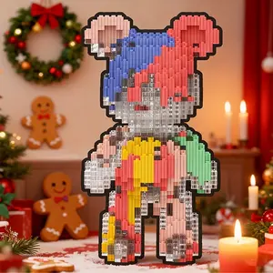 Colorful Lucky Bear 3D Puzzle Building Blocks Decoration, Bookshelf Home Office Cabinet Decor, Party Living Room TV Stand Display