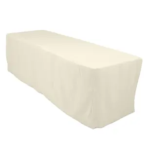 Premium Polyester 8ft Rectangle Tablecloth Ivory Durable Fitted 220GSM Table Cover