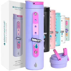 Elemental Iconic Charm 20oz Strap Kids Water Bottle Leak-Proof Triple Insulated Stainless Steel BPA-Free for School Travel Gym