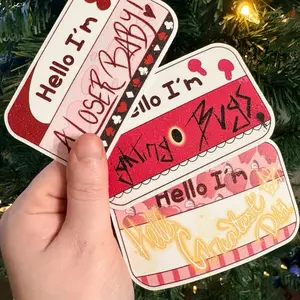Hazbin Name Tag Badge Glitter Sticker
