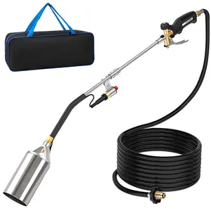 Propane Torch Weed Burner with Storage Bag Blow Torch Heavy Duty High Output Flamethrower with Turbo Trigger Push Button Igniter 10 FT Hose for Roof Asphalt Ice Snow Road Marking