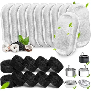 Water Fountain Filters, 20Pack  Fountain Replacement Filters for Stainless Steel 108oz/3.2L& 67oz/2L adjustable Water Flow Pet Water Fountain, Water Fountain Filters(10 Filters& 10 Sponges)