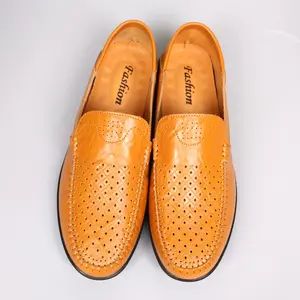 Breathable Lightweight Loafers for Men | Yellow Perforated Leather Dress Shoes | All-Season Business Casual & Formal Footwear | Comfy Driving Shoes with Arch Support | Trending 2025 Office-to-Weekend Style