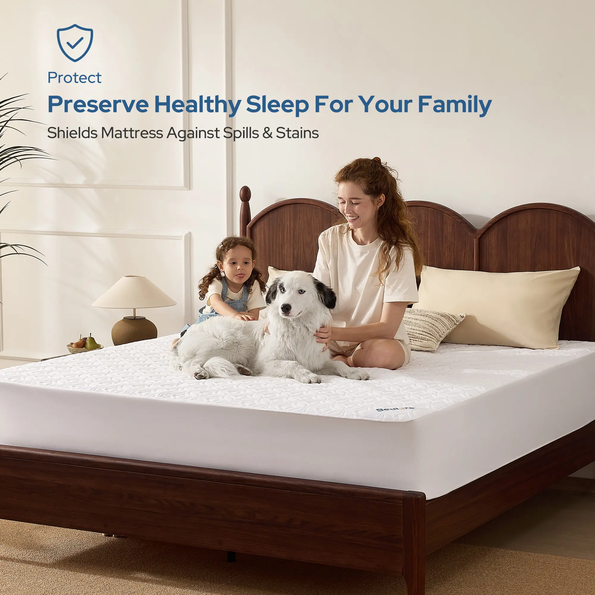 【BEDLORE】 Microfiber Bed Sheets Set with Luxurious Big Copper Coins Design, Waterproof Deep-Pocket Fitted Sheet, Hotel-Quality Diamond Stitch Bedding, Soft, Breathable, Noiseless, Wrinkle-Resistant