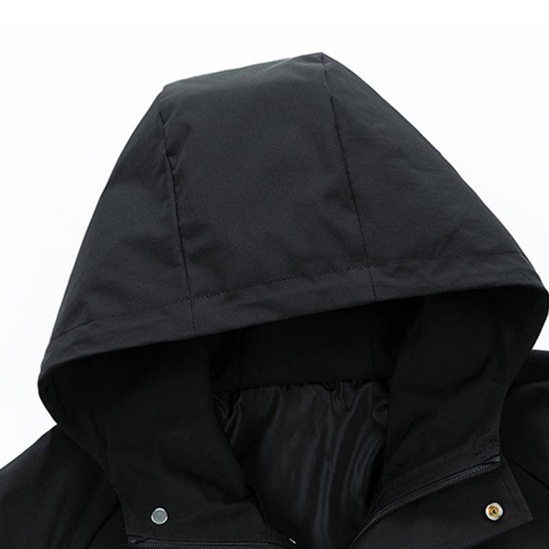 Men's Spring And Autumn Casual Windproof Warm Hooded Jacket, Multi-Pocket Workwear Coat, Early Spring Hooded Softshell Jacket, Suitable For Outdoor Activities