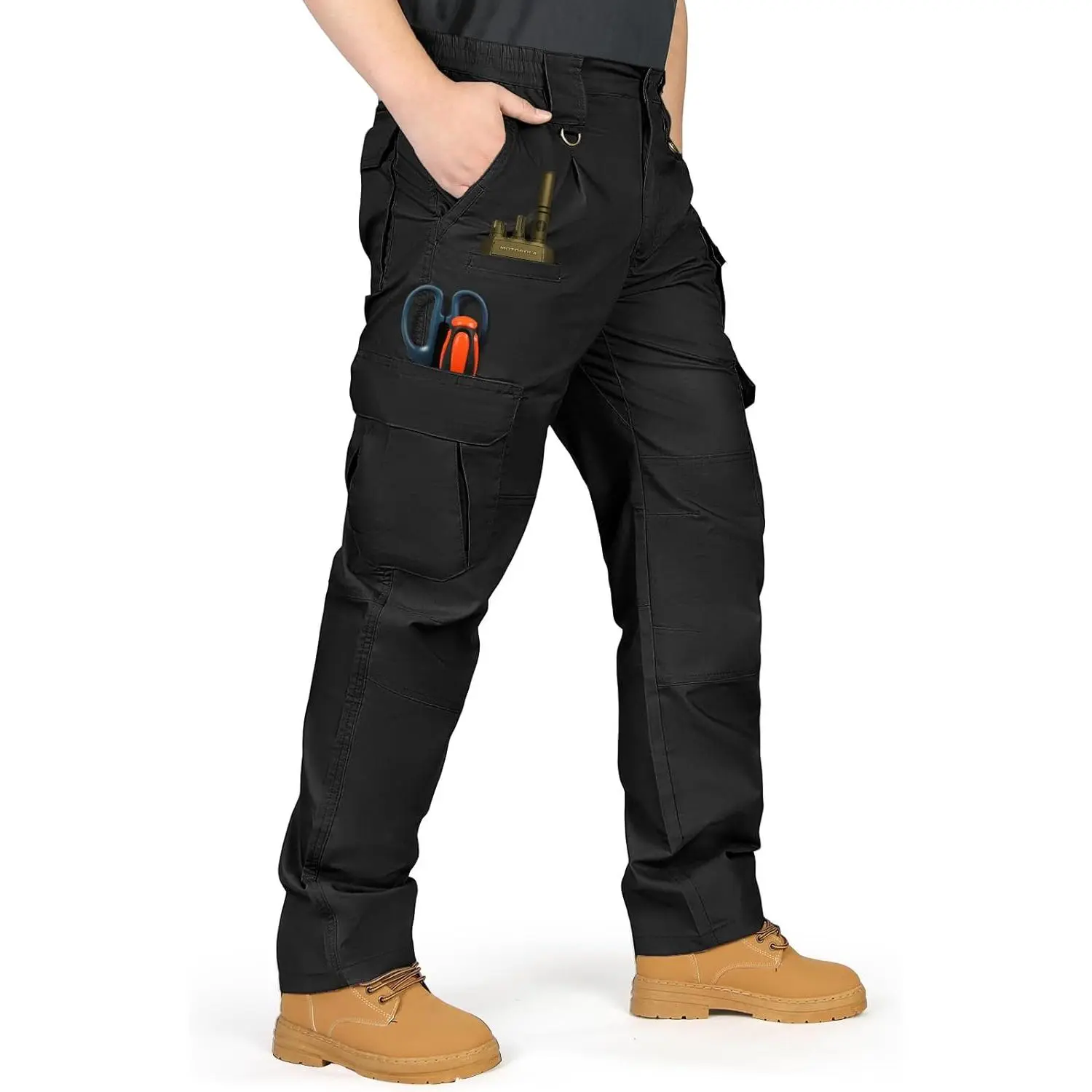 Men's Stretch Tactical Pants, Breathable Ripstop Cargo Pants, Outdoor Lightweight EDC Work Hiking Pants(Gift)