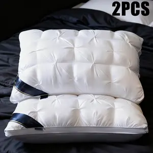 Pillow Set (2-Piece), Soft Support Pillow Set, Hotel Collection Standard/Queen Bed Pillows, Suitable for Back, Stomach or Side Sleepers, Luxury Down Alternative Bedding, Room Décor, Valentine's Gift (White Grey)