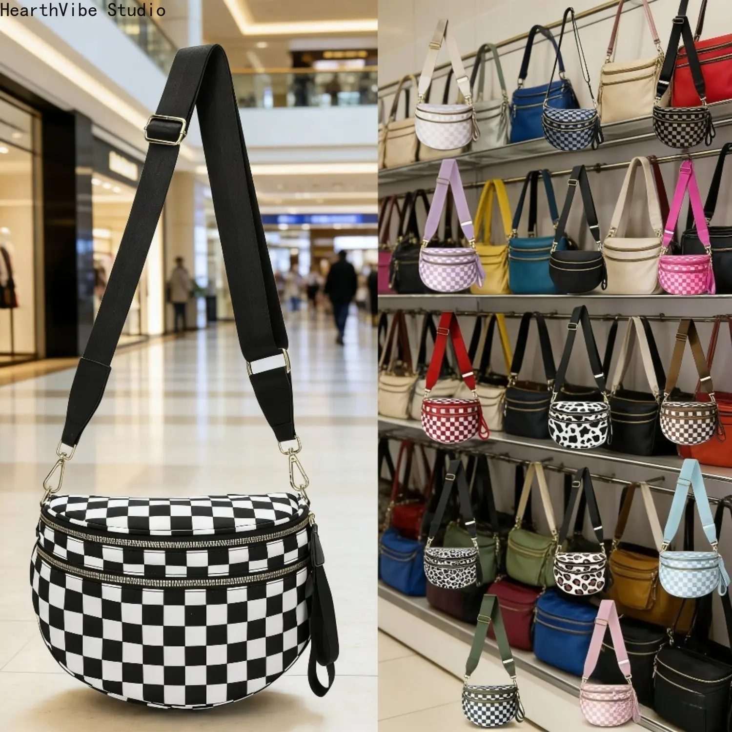 Women's Versatile Soft Plaid Crossbody Bag, Large-capacity Shoulder Crossbody Bag, Outdoor Convenient Hand-held Shoulder Plaid Bag