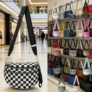 Women's Versatile Soft Plaid Crossbody Bag, Large-capacity Shoulder Crossbody Bag, Outdoor Convenient Hand-held Shoulder Plaid Bag