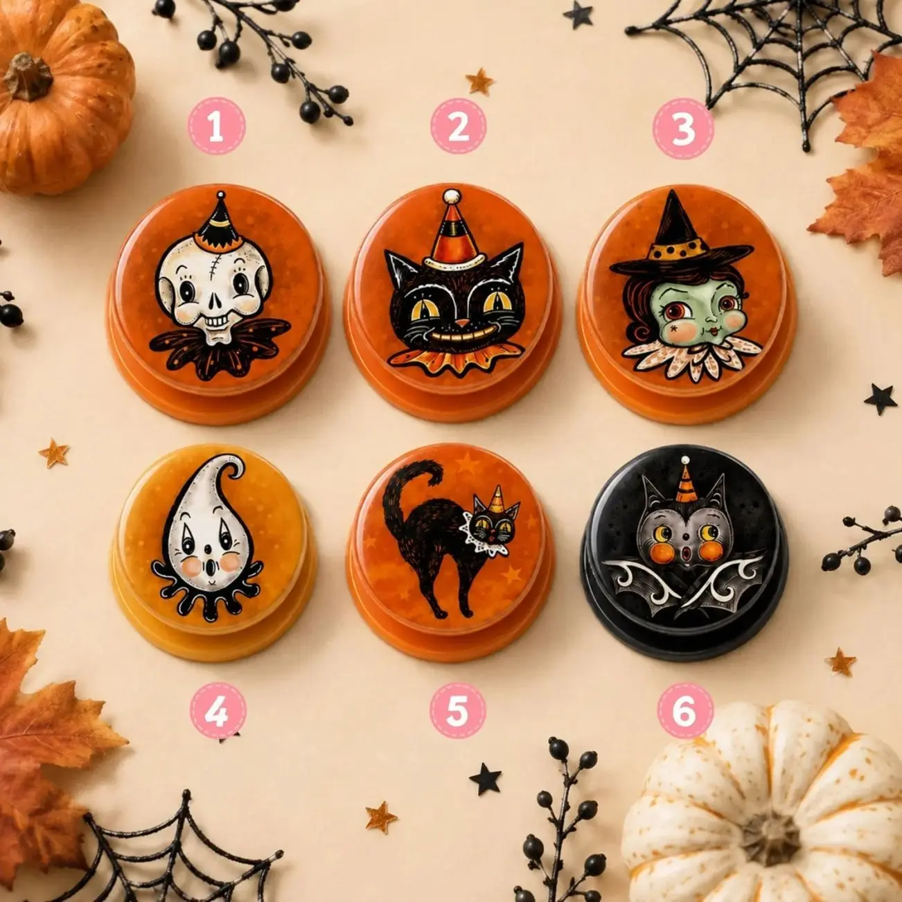 Vintage Halloween Magnetic Phone Grip Halloween Pop Socket Retro Spooky Black Cat Ghost Witch Pumpkin Phone Holder Spooky Season Gift