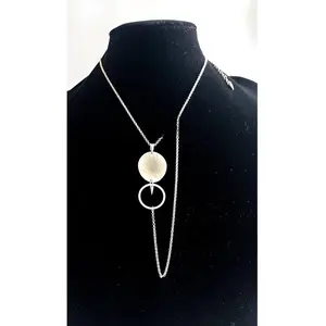 Sterling Silver Thumbprint Pendant Necklace - 8 1/2 Inch Length with 5 1/2 Inch Extension, Textured Design, 925 Silver