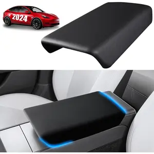 CusDusk Black Car Armrest Cover for Model 3 2024 2025 Highland, Auto Center Console Arm Rest Box Protector Covers Mat for Cars Interior Accessories (Black 2024 2025)