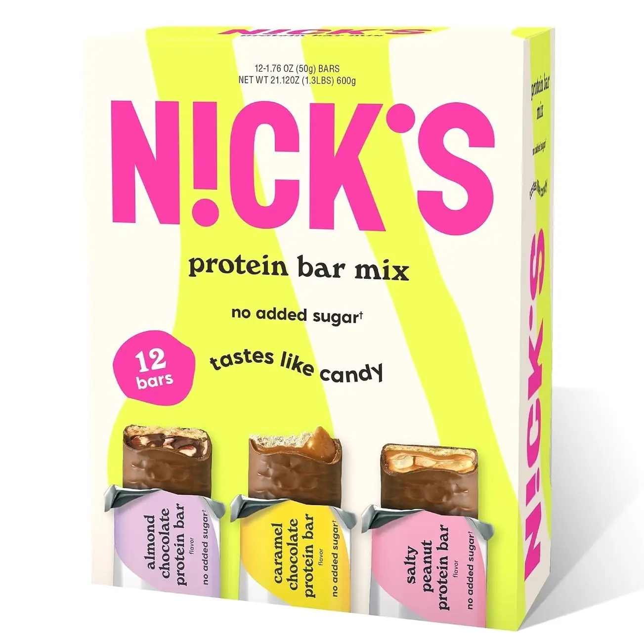 Nick’s Peanut Butter Protein Bars – 12-Count Box | High Protein, Low Calories, Low Carbs, Keto Friendly, No Added Sugar