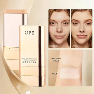 Light Translucent Foundation Stick for Natural Glow, Dual-ended Foundation with Brush, Smudge-proof Long-lasting Foundation for Daily Use Makeup