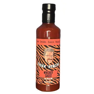 Tiger'Stache Whiskey Sauce - Spicy Whiskey BBQ Sauce for Grilling, 12 Fluid Oz. Bottle, Made with Small Batch Whiskey & Chipotle Pepper - Flavor, Salt