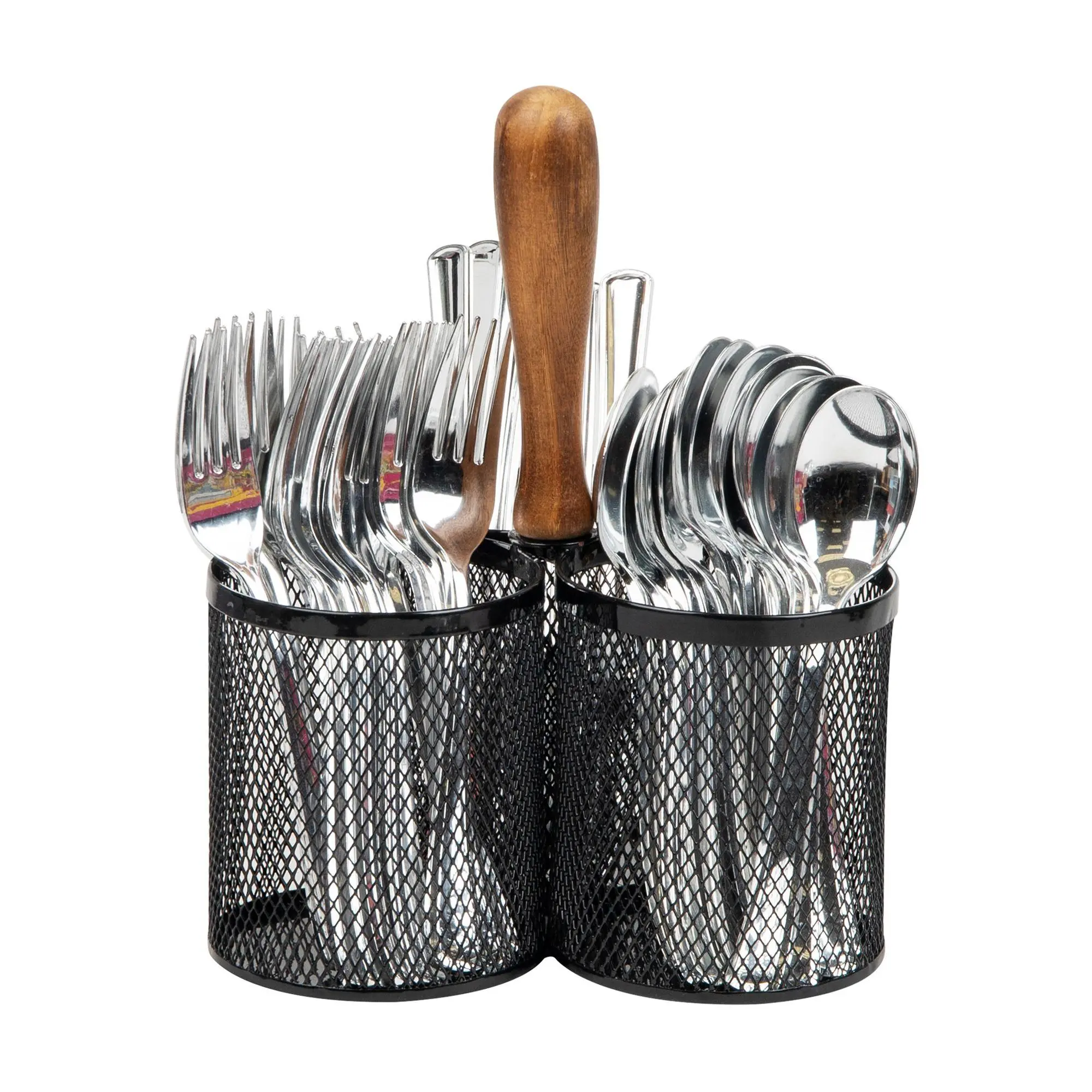 Mind Reader Ute nsil Holder, Si lverware Organi zer, Caddy, Met