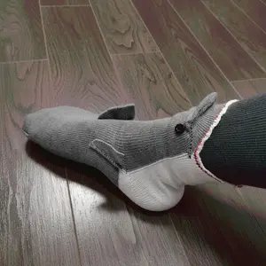 Shark Soft Crocheted Animal Socks Breathable Sweat-Absorbing Knitted Socks Creative Cute 3D Floor Socks Female Male
