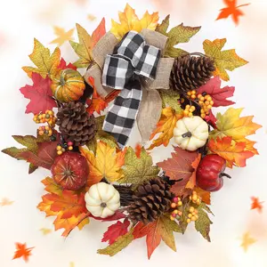 20" Fall Wreath for Front Door - Autumn Pumpkin, Halloween & Thanksgiving Wreath - Perfect for Festivals, Parties, and Home Decor