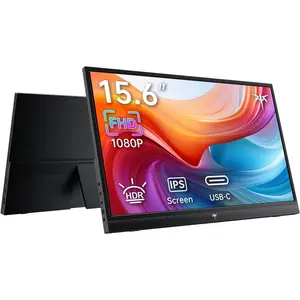 KTC Portable Monitor 15.6" FHD 1080P 60Hz Travel Monitor for Laptop, MacBook, Switch, PS5, Xbox, HDMI USB C, HDR10,VA Slim Second Screen with Built-in Speakers