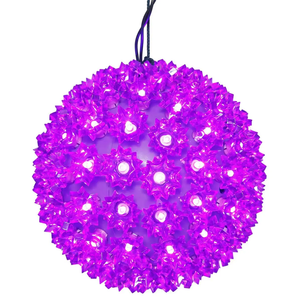 212 MAIN 10 in. Plastic Sphere Lighted Christmas Decoration Ornament, Starlight Design, 150 Purple Wide-Angle LEDs, Lighted Ornament