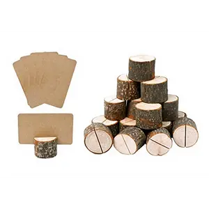 Wood Place Card Holders for Table Wooden Card Holder for Wedding Gift Table Photos Name Tags - 20 Rustic Wood Table Number Holders 30 Cards