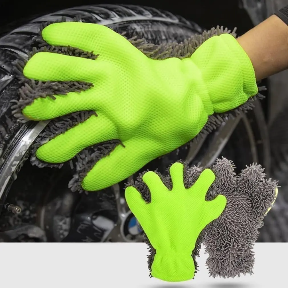 Chenille Microfiber Car Wash Mitt 5-Finger Auto Dusting Gloves Scratch-Free&Lint-Free Car Washing Gloves for Car Detailing Trucks SUV RV Home Cleaning Mitts