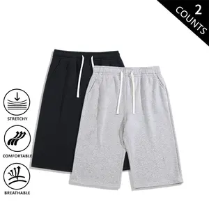Men’s 2-Pack American Vintage Summer Jogger Shorts – Loose Straight-Leg Casual Breathable Stretch Athletic Bermuda Shorts
