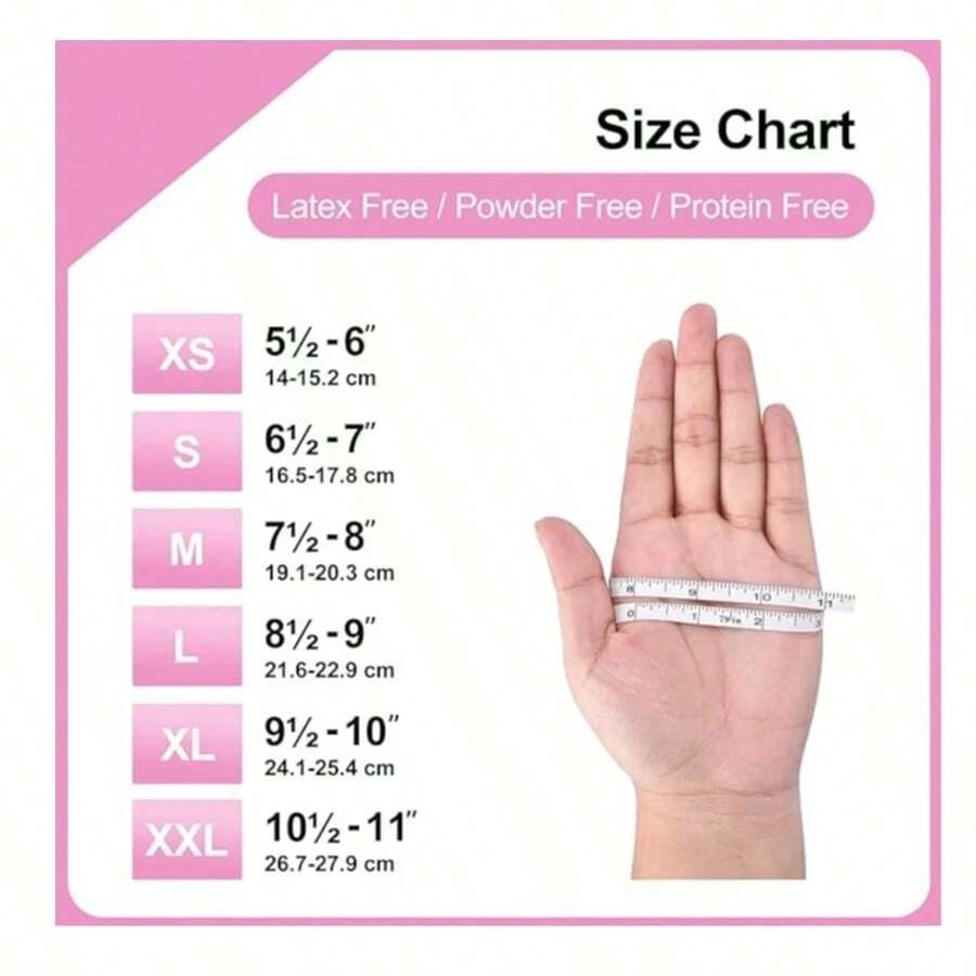 Baby Pink Gloves Disposable Latex-Free Food For Cooking Cleaning Household Pet Care Beauty Spa Pink Nitrile Gloves Powder Free Disposable Latex Free (100/Ct Box)