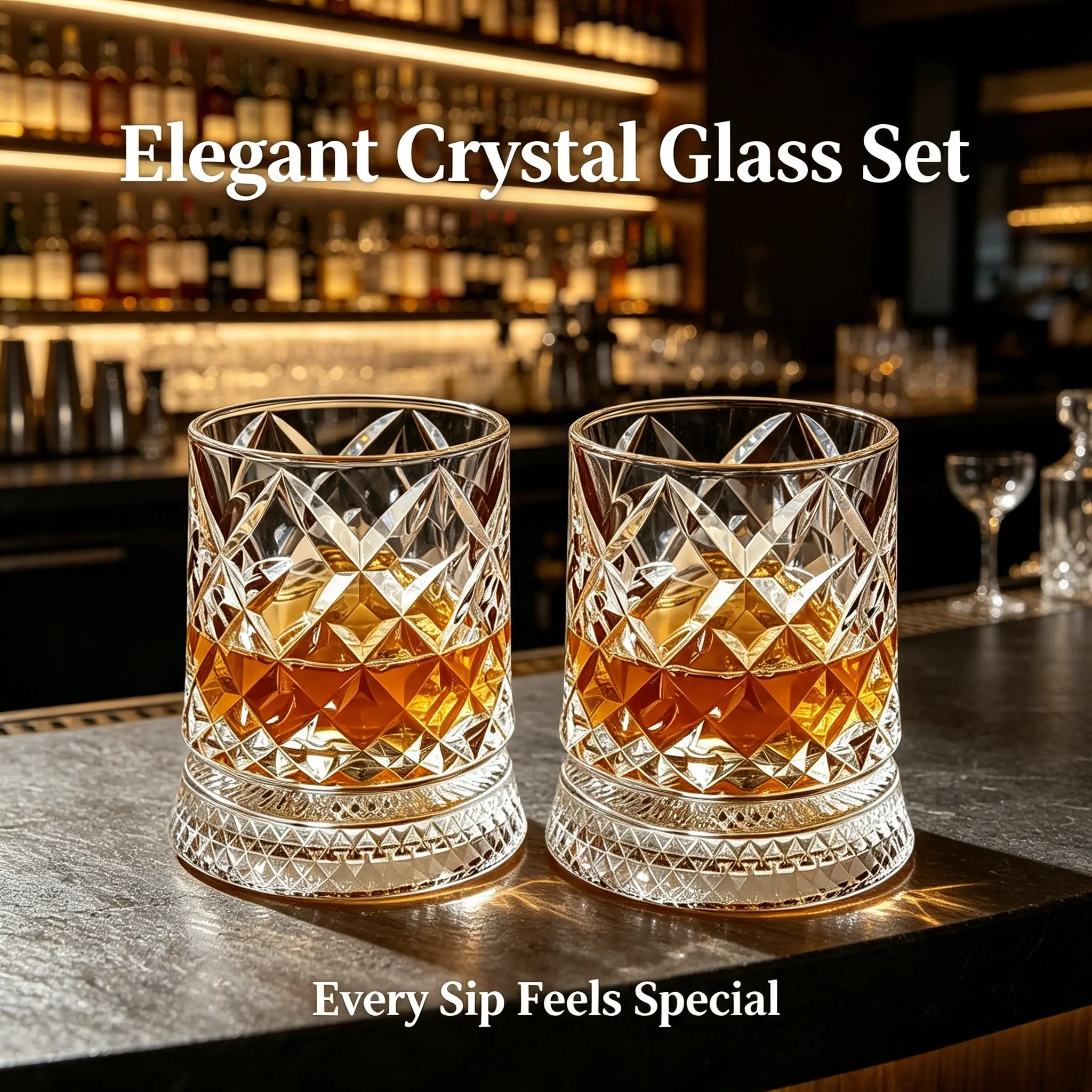 2-Piece Rotatable Transparent Whiskey Glasses Set - High-Quality Rotating Barware for Brandy, Cocktails, Household Holiday Gifts for Friends