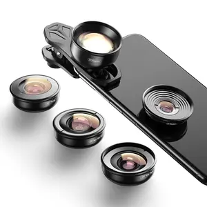 APEXEL 5 in 1 4K Smartphone Camera Lens Kit - 10X Macro, 195° Fisheye,2X Telephoto, 110° Wide Angle, 170° Super Wide Angle for iPhone Pixel Samsung Cellphone