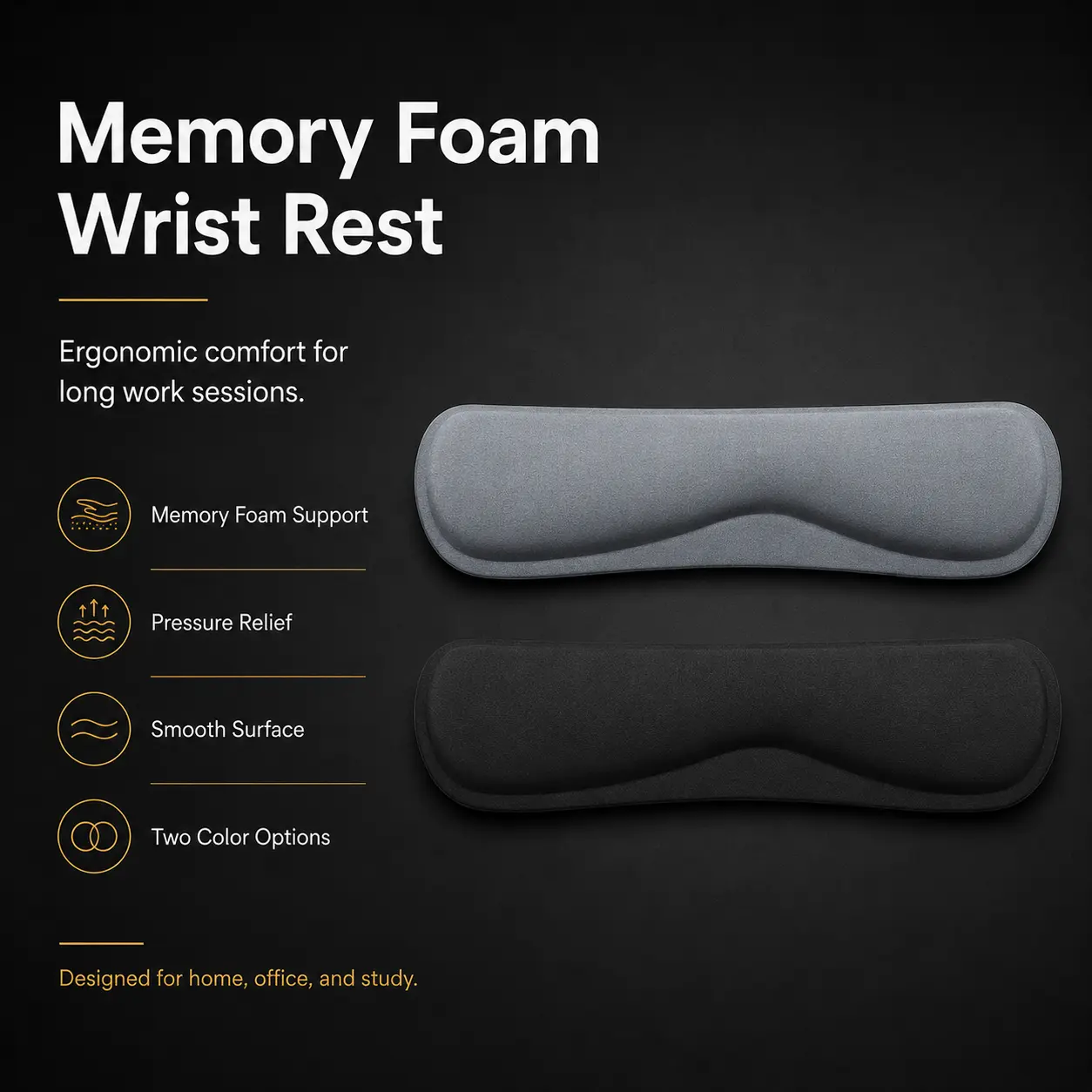 Ergonomic Memory Foam Keyboard Wrist Rest & Mouse Pad Set