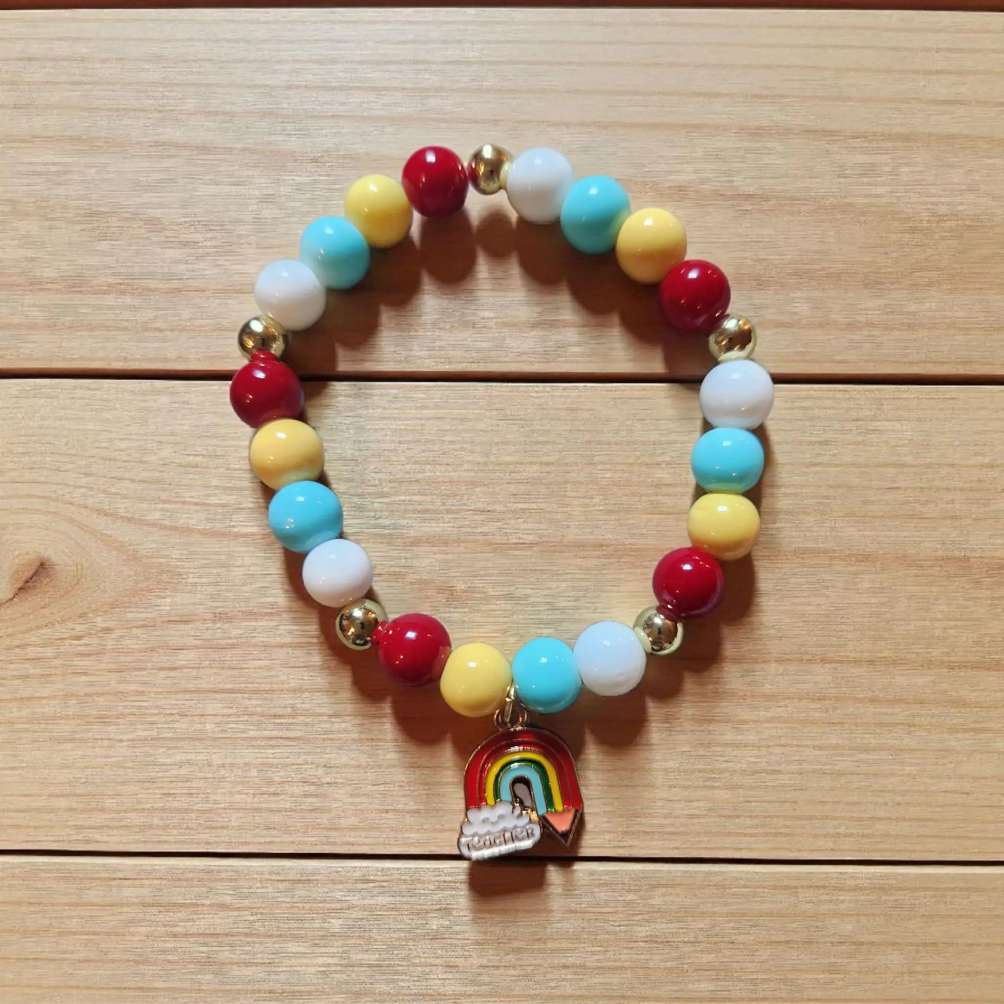Teacher Pencil Rainbow Multi-Colored Bracelet