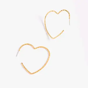 Heart Hoop Earrings with 4 Layers of 18K Gold Plating