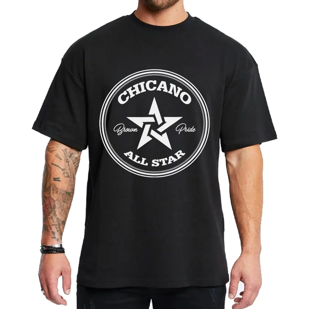 🖤 ⭐ [100% Cotton]Chica Brown Pride All Star Style Chicano Clothing, Mexican Clothes,  Graphic Tee  for Men & Women Full size S-4XL
