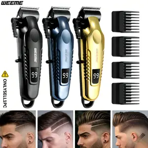 Professional Grade Men's Electric Shaver – Cordless Hair Clipper with LCD Display, 1 Set USB Rechargeable Hair Trimmer, Precision Self-Sharpening Titanium Blades, 19 Length Settings for Stylists, Barbershop & Salon Use
