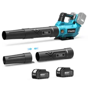 【DealsForYouDays】Taskstar Portable Leaf Blower, Electric Garden Care Leaf Blower Includes 2 X 4000mAh Batteries, Extended Nozzle, 3-Speed Airflow Adjustment Ideal for Floor Dusting, Lawn Care, Yard Cleaning, Great Garden Tool for Father And Husband