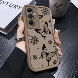 Phone Case - Phone Case Suitable for Samsung Galaxy A55 A54 A56 A36 A16 A53 A52 A25 A35 A52S A06 A26 A05 A05S A12 A13 A14 A15 A34 A33 5G A51 A71 4G Light Luxury Easy Exquisite Hollow Black Butterfly Angel Eye Lens Protective Cover Matte High-End New