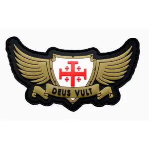 Deus Vult Wings Cross Shield Christian Templar in God Wills Patch (3D PVC Rubber)