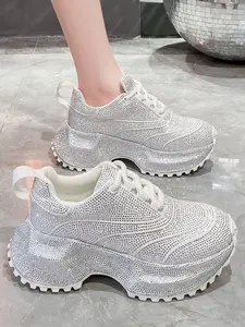 Sparkling Party Dad Shoes, Thick Sole Height Increase, Versatile Daily Wear, Full Diamond Design, Comfortable and Stylish, Breathable Thick Sole