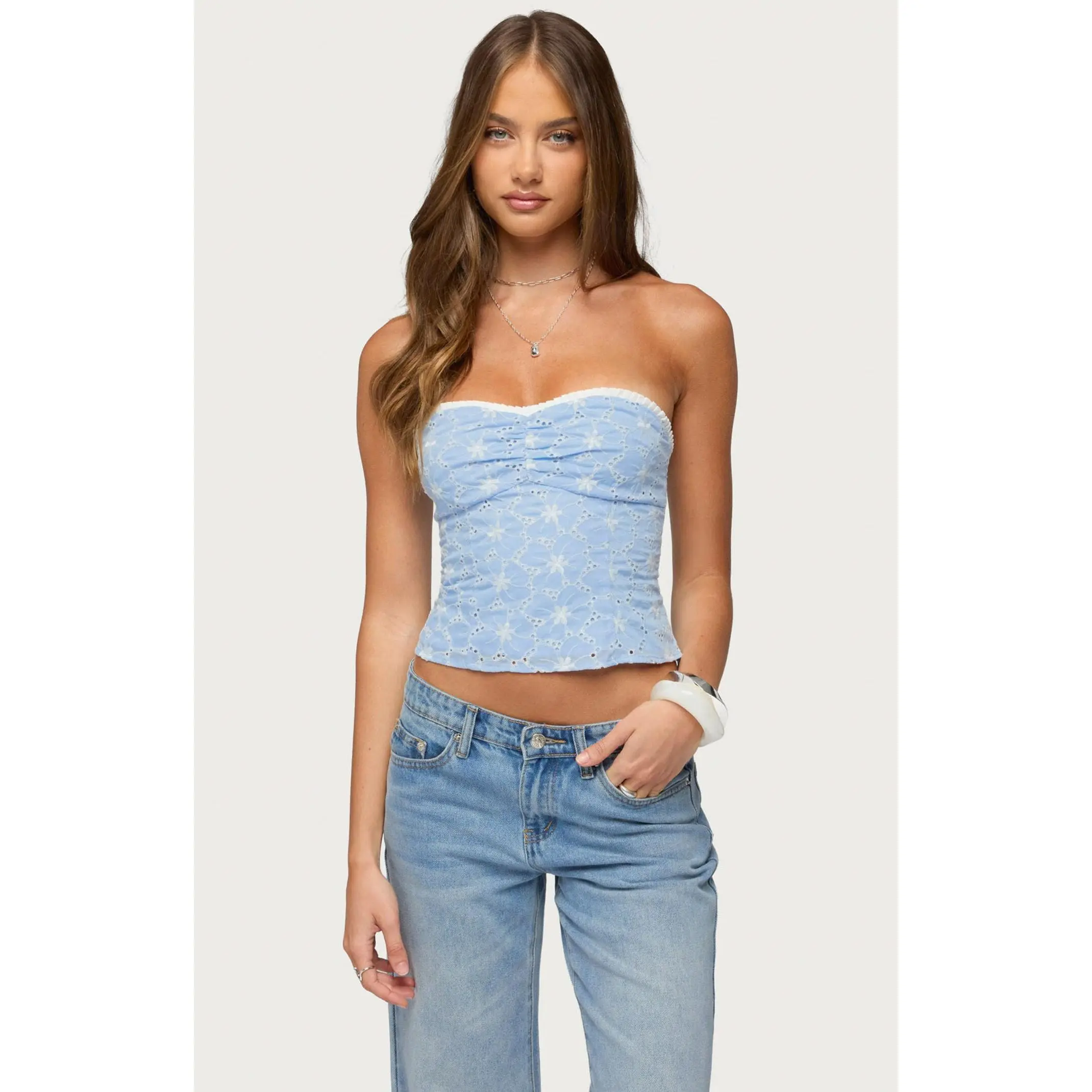 Edikted Women's Zeffey Eyelet Corset Top