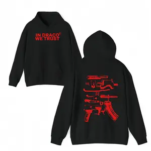 In Draco We Trust Hoodie - Black Unisex Long Sleeve Hoodie with Multi-color Design for Men & Women Casual Wear Tops