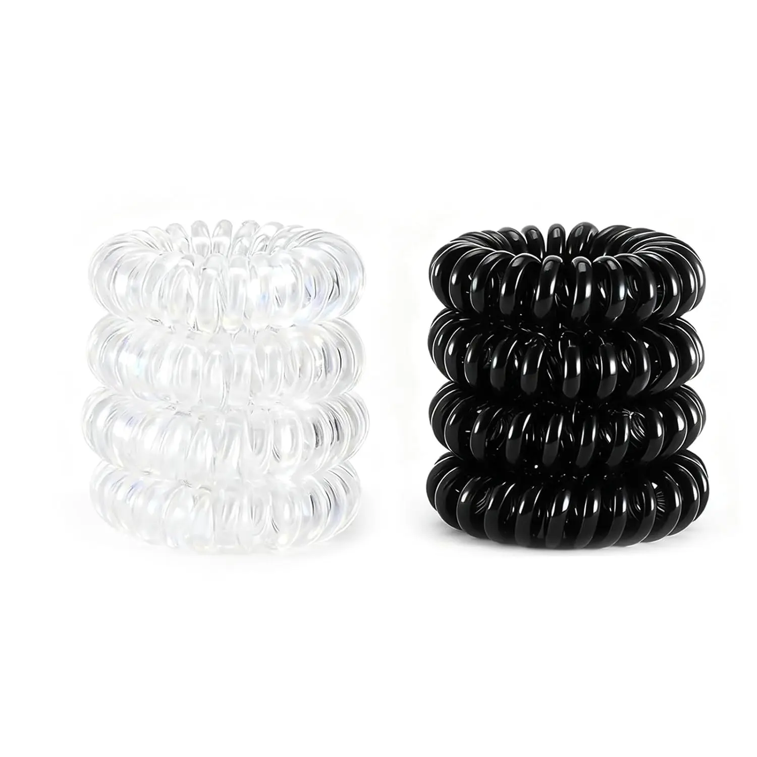 8PCS Spiral Hair Ties for Women, 1.57 Inch (4 cm) Diameter | No Damage, Creaseless Ponytail Holders for Thick and Thin Hair - Dent-Free Coil Design, Phone Cord Style