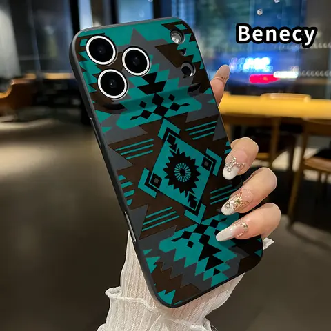 Straight Edge Durable Cellphone Casing for iPhone 17,16 Pro Max,16 Plus,15,14 Pro Max,13,12,11,XR,XS Plus,Air,E - Tribal Geometric Harmony Pattern, Shockproof TPU Bumper, Anti-Scratch Full Coverage Protection for Handheld Devices