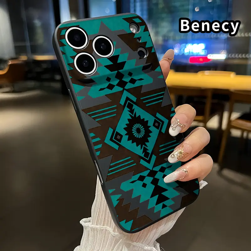 Straight Edge Durable Cellphone Casing for iPhone 17,16 Pro Max,16 Plus,15,14 Pro Max,13,12,11,XR,XS Plus,Air,E - Tribal Geometric Harmony Pattern, Shockproof TPU Bumper, Anti-Scratch Full Coverage Protection for Handheld Devices
