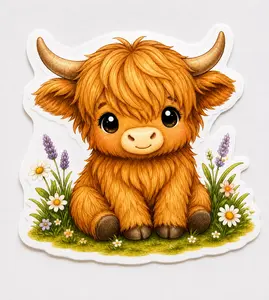 Highland Sweetheart — Cozy Highland Cow Handmade Vinyl Sticker