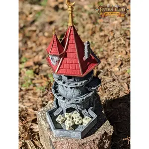 Wizard 3D Printed Dice Tower - Fate's End Collection - Tabletop RPG Gaming Fantasy Cosplay - Channel Arcane Might and Mystical Lore.