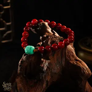 Natural Red Agate Crimson Guardian Beads Bracelet for Luck Shift and Energy Boost