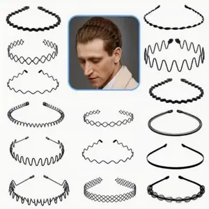 15pcs Unisex Hair Band Adjustable Headbands, Wavy Hair Accessories Non-slip Hair Hoop, pearl collection sweatband Lace Headband Sports minniemouse ears yoga
